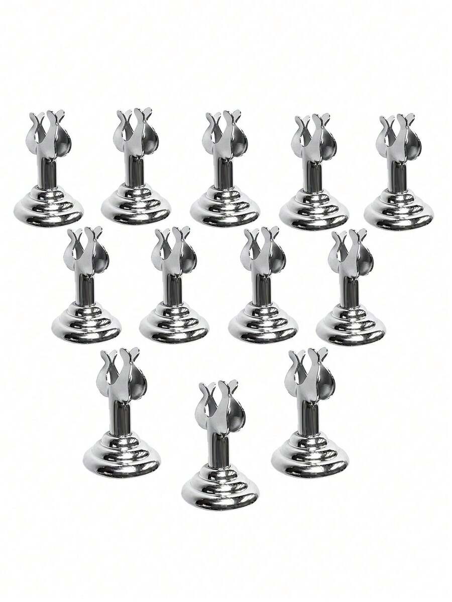 1pc Wedding Season Stainless Steel Silver Table Number Holder, Name Card/Table Number Stand, Party Card Holder, Desktop Name Card Holder, Table Card Holder, Mini Table Card Holder, Short Table Number Holder - Multicolor - View 1