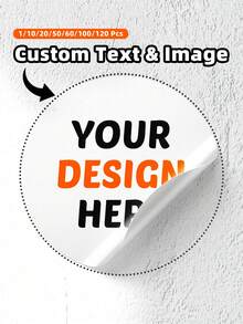 1-120pcs Customizable Labels - Can Include Any Design, Logo, Text Or Image. Commercial Logo Labels, Waterproof And Custom Thank You Labels. Suitable For Home, Kitchen, Office, Packaging Labels, Mother's Day Gift, Personalized Gift - White - View 1