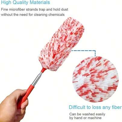 1pc Retractable Microfiber Duster - Suitable For Office, Car, Computer, Air Conditioner And More Cleaning Scenarios - Washable And Reusable Cleaning Tool