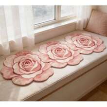 1pc Pink Rose Patchwork Rug, Thickened Carpet, Thick Rug, Plush Carpet, Autumn/Winter Carpet, Thickened Carpet, Decorative Rug, Bedroom Decor - Multicolor - View 6