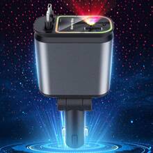 [Modern Car's Great Choice]W&O 7-Color Ambient Light And Red Starry Sky Projection Light Retractable Car Charger, Creating A Romantic Interior Atmosphere, 4-In-1 Fast Phone Charger, Dual Charging Ports, Fast Charging, Beautifying Your Car, Compatible With Phone 17-11 Series, Android And More, Perfect Gift For Car Enthusiasts, Enhancing Your Driving Experience - Gray-metallic - View 11