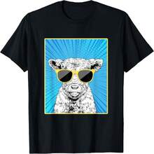 Baby Cow Portrait Pop Art Farm Animal With Sunglasses T-Shirt - Black - View 7