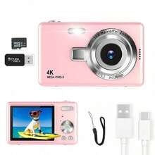 Cámara de video digital de bolsillo con zoom 16X, detección facial, enfoque automático, 4K, pantalla de 2.4" y recargable de 50MP - Ver 20