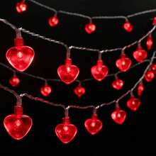 Valentine's Day Heart-Shaped String Lights, Romantic Red Heart Hanging Decor For Proposal Atmosphere, Wedding Tabletop Decoration LED - Warm white light - View 7
