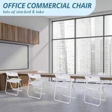 4 Pcs Folding Chair, 300LBS Lightweight Foldable Plastic Chair, Reinforced Metal Frame Easy To Fold & Store For Indoor & Outdoor, Wedding, Party, Meeting Room, Patio And Garden, White - White - View 2