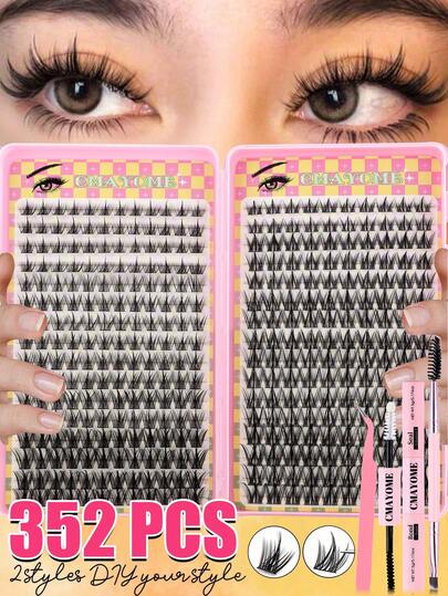 352 Stücke Cartoon-Stil Einzelwimpern-Verlängerungsset, 12-18mm C-Curl, Anime-Stil feine dichte spitze Cluster-Kunstwimpern, inklusive Kleber, Versiegelung, geeignet für Anfänger DIY Wimpern-Verlängerungsset, Cartoon-Stil Kunstwimpern-Kombination, spitze Kunstwimpern-Verlängerungsset, Anime-Stil Einzel-Kunstwimpern, erzeugt voluminösen lockigen Effekt, Heim-DIY Wimpern-Set, Cluster-Kunstwimpern-Kombination, inklusive Kleber, wasserfester Kleber und Pinzette