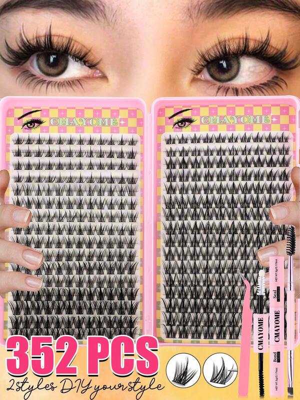 352 Stücke Cartoon-Stil Einzelwimpern-Verlängerungsset, 12-18mm C-Curl, Anime-Stil feine dichte spitze Cluster-Kunstwimpern, inklusive Kleber, Versiegelung, geeignet für Anfänger DIY Wimpern-Verlängerungsset, Cartoon-Stil Kunstwimpern-Kombination, spitze Kunstwimpern-Verlängerungsset, Anime-Stil Einzel-Kunstwimpern, erzeugt voluminösen lockigen Effekt, Heim-DIY Wimpern-Set, Cluster-Kunstwimpern-Kombination, inklusive Kleber, wasserfester Kleber und Pinzette