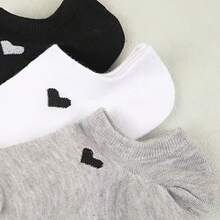 3 Pairs Unisex Heart-Patterned Breathable Low-Cut Socks, Fashionable Versatile Casual Socks For Daily Wear, Moisture-Wicking And Sweat-Absorbing, Suitable For All Seasons And Various Holidays - Heart-shaped Boat Socks - View 7