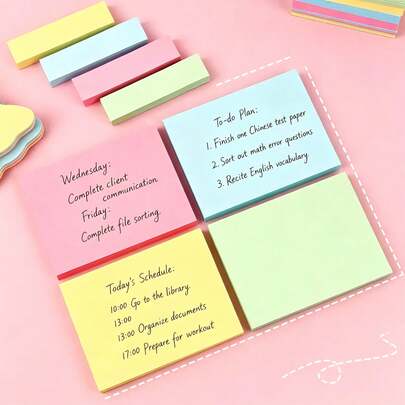 1/4 Notas adhesivas de colores aleatorios, forma cuadrada de colores aleatorios, utilizadas para registrar mensajes y recordatorios en la vida y el trabajo, adecuadas para uso doméstico, escolar y de oficina, 100 hojas por libro