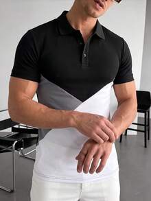 ZYNTH BALENO Men's Summer Fashion Digital Print Short Sleeve POLO Shirt, Suitable For Gym, Outdoor Sports - Black - View 2