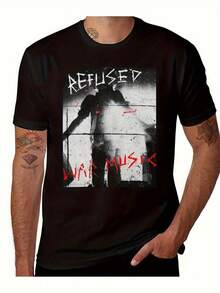Official REFUSED BAND Graphic Tee For All Genders - Durable 230gsm Punk Rock Music Tee With Iconic Lettering And REFUSED Logo, Suitable For All - 黑色 - 查看 1