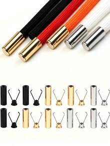 20pcs/10pcs/2pcs High Quality Rope Locks - Protect Shoelaces, Drawstrings, Pants, Bags, Hoodies - Adjustable Metal Clips, Clothing Buttons, Decorative Buckles, Cord Stoppers, Rope End Caps, Easy Installation - Suitable For DIY Crafts, Clothing Organization And Cable Management - (Gold/Silver/Black) Suitable For Clothing, Crafts, Fashion Metal Products, Durable Metal Structures - Multicolor - View 2