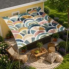 1pc Morandi Ripple Pattern Sunshade Canopy, Modern Style, Colorful, Large Size, UV Protection, Sturdy & Durable, Easy Installation, Suitable For Beach, Garden, Patio, Includes Rope - Multicolor - View 7