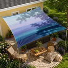 1pc Blue-Purple Gradient Sunshade Canopy, Modern Style, Colorful, Large Size, UV Protection, Sturdy & Durable, Easy Installation, Suitable For Beach, Garden, Patio, Includes Rope - Multicolor - View 6