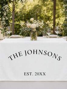 Custom Linen Wedding Table Runner, Newlywed Sweet Table Sign, Elegant Ceremony Decor - Multicolor - View 3