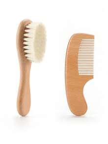 1/2 Pieces Hair Brush And Comb Set, Soft Goat Hair Bristle Wooden Hair Brush, Smooth Wood Comb, Portable Hair Grooming Styling Kit For Home Travel Daily Use - Multicolor - View 12