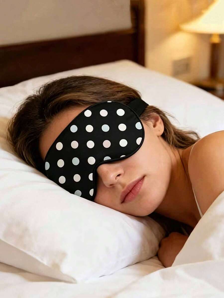 1pc Polka Dot Sleep Eye Mask, Adjustable Strap Eye Mask, Polka Dot Pattern, Sleep Light-Blocking Eye Protection, Breathable And Light-Blocking, Relieve Eye Fatigue, Suitable For Girls' Naps, Applicable For Midday Rest, Office Workers, Students And Indoor/Outdoor Use, Dorm, Travel Essential, Bridal Party Favor