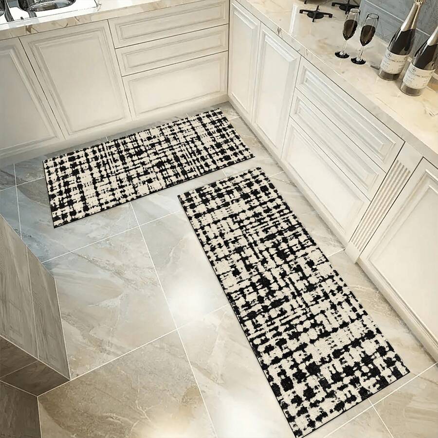 1pc Modern Geometric Pattern Kitchen Floor Mat Room Decor Carpet, All-Season Comfortable Foot Mat, Absorbent Anti-Slip Quick-Drying, Stain-Resistant Easy To Clean, Suitable For Kitchen, Dining Room, Entrance, Laundry Room, Hallway, Bathroom, Study And Other Locations. - Multicolor - View 1