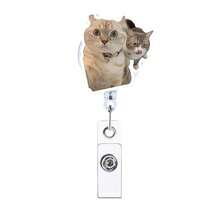 1pc/2pcs/3pcs Acrylic Cat Expression Retractable Rotating Badge Reel Doctor Nurse Keychain ID Holder - Multicolor D - View 18