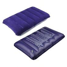 1pc Large Size Inflatable Pillow, PVC Flocked Rectangular Backrest, Foldable And Portable Inflatable Pillow, Travel Backrest, Outdoor Camping Pillow, Travel, Flight Pillow - Multicolor - View 3