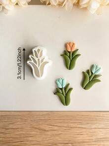 Tulip Flower Polymer Clay Cutter, Embossed Spring Floral Mold For Delicate Handmade Stud Earring Craft Supplies - White - View 2