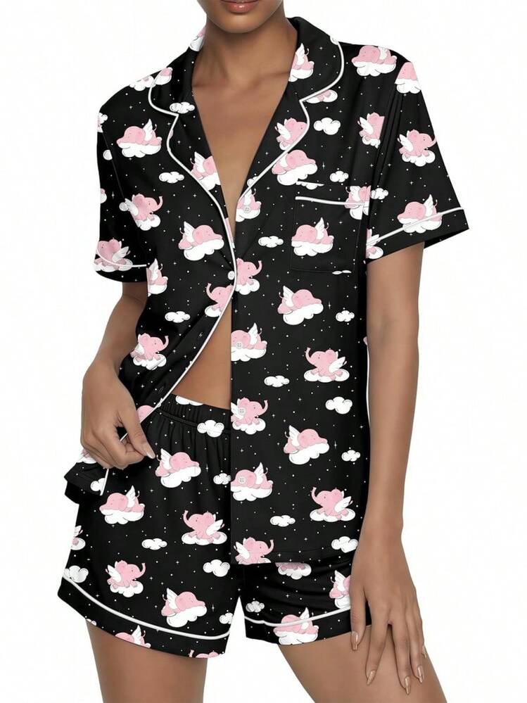 - Conjunto de pijama de verano con botones, 2 piezas, de manga corta, para dormir, S-XXL - Verde claro - Añade 17