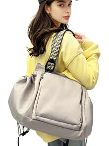 1 pieza Bolso multiusos para mamá, bolso tote y mochila de gran capacidad, unisex, adecuado para uso diario, compras y viajes, Nota: El color de la correa para el hombro es aleatorio - Gris - Ver 8