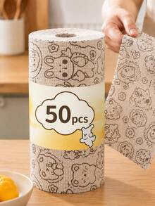 20pcs/Roll Cartoon Animal Print Disposable Kitchen Paper Towels, Reusable Washable Oil-Absorbent Non-Stick Lint-Free Quick-Drying, Essential For Summer Camping And BBQ, Suitable For Kitchen, Bathroom, Home, Apartment, Dorm, Picnic, RV, Hiking Daily Cleaning Multi-Purpose Cleaning Cloth - Multicolor - View 4