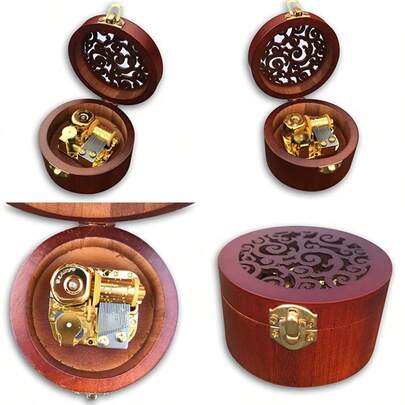 BinkeGG Wooden Wind Up Music Box With Sankyo Musical Mechanism Tune: What A Wonderful World