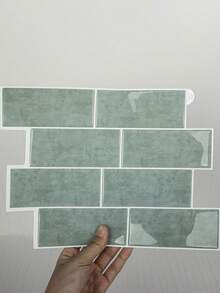 Self-Adhesive 2D Brick Texture Wall Panels, Removable Waterproof Oil-Proof Tile Decals For Kitchen & Bathroom, Festival Spring Home Decor Murals, Vinyl Stickers, Birthday & Graduation Gifts - Green Alien - View 2