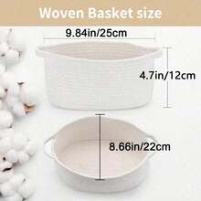 1pc Small Cute Woven Storage Basket With Handle, Suitable For Gift Giving, Storage Decoration Organizer Toy Storage Basket - Multicolor - View 3