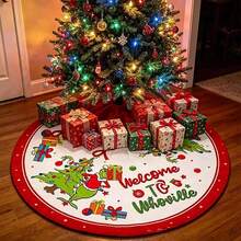 The Grinch Green Monster "Merry Christmas" Tree Skirt - Soft And Fun Country Style Holiday Decor, Suitable For Christmas Parties - Multicolor - View 9