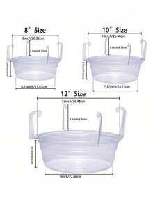 3pcs Plastic Hanging Basket Drip Tray With Hooks, Transparent Round Anti-Leak Plant Water Catching Tray, Multi-Size Hanging Flower Pot Watering Tray, Suitable For Balcony Indoor/Outdoor Garden Planting, Practical Gardening Supplies, Plant Lover Gift, 1pc - Multiple Styles - View 12