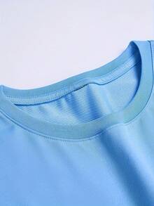 Men's Short-Sleeved T-Shirt With Round Neck And Letter Print Design, Summer Fashion. - 天藍色 - 查看 4
