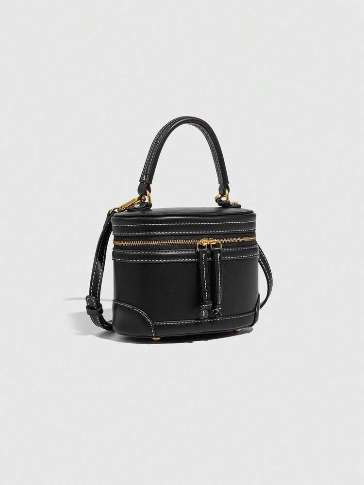 Dedoo Women's Autumn/Winter New PU Large Capacity Minimalist Fashion Bucket Bag, One Shoulder Crossbody Bag (With Gift Bags) - Black - View 3