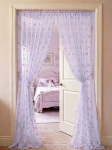 1pc Purple Butterfly Door Curtain, Nursery Door Curtain, Bedroom Door Curtain, Wall Decor Backdrop, Daycare Decor, Baby Shower Supplies, Bridal Shower, Girls Birthday Gift, Party Favor, 1st Birthday, Home Decor, Living Room Decor - Purple Butterfly - View 2