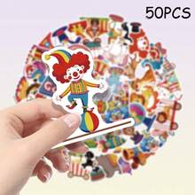 50pcs Circus Theme Cartoon Sticker Set, Vinyl Material, Suitable For Car Decoration, Bumper Stickers, Laptop Stickers, Can Be Used For Party Gifts, Rewards, Easy To Share With Friends - Multicolor - View 12