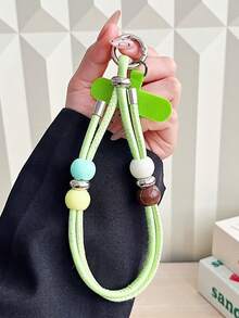 1pc Handmade Beaded Phone Lanyard, Premium Creative Wrist Strap, Unique Color Block Beaded Anti-Loss Wrist Rope, Sturdy Short Wrist Strap, Durable Nylon Braided Anti-Theft Lanyard, Suitable For Bags, Keys, Cameras, With Divider - Multicolor - View 11