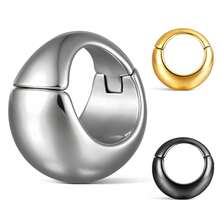 1 pièce Poids d'oreille en acier inoxydable 316L, anneau en forme de larme avec clic, plugs, jauges et pendentifs pour perçage étiré, bijoux - Rond - Voir 1