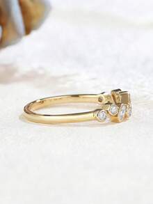 QIUCHU 1pc, S925 Sterling Silver; Asymmetrical Elegant Personalized Ring, French Luxury Niche Versatile Finger Ring, Elegant Exquisite High-End Tail Ring. Lead, Cadmium, Nickel Free, Low Allergenic. Silver Net Weight 1.3g~1.4g; Perfect Choice For Dating, Daily Gatherings, And Also An Excellent Holiday Gift. US Size 6~US Size 9. - Gold - View 5