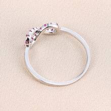 1pc Women's Silver-Color Rhinestone Infinity Symbol Ring, Sweet Minimalist Hollow Band, Versatile Accessory For Daily Commute And Date - Blue - View 7