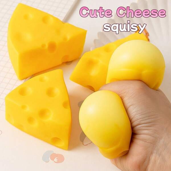 2pcs/1pc High Quality Cute Colorful Cheese Slow Rebound Squeeze Toy, Soft And Elastic, Squishy, Perfect For Desktop Games And Home Office Daily Relaxation, Suitable For Teenagers, Adults, Great As Gifts Or Party Favors, World Cup Gift, Father's Day