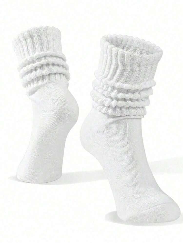 1/3/5 Pairs Minimalist Casual White Soft Long Socks, Comfortable Socks, Fuzzy Socks, Long Socks & Sports Socks, Suitable For All Seasons - Multicolor - View 5