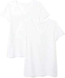 Essentials - Camiseta de manga corta con cuello en V para mujer - Blanco - Ver 8
