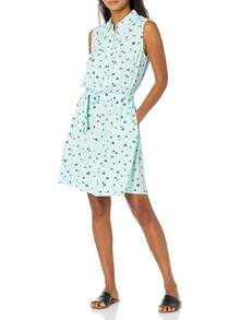 Vestido Camisero Tejido Sin Mangas para Mujer de  Essentials - Azul aguamarina, amapola - Ver 6