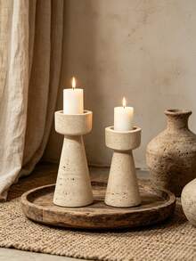 1pc Geometric Candle Holder, Modern Minimalist Design, Suitable For Home Desktop Decor - Tall and Short Columns - View 5