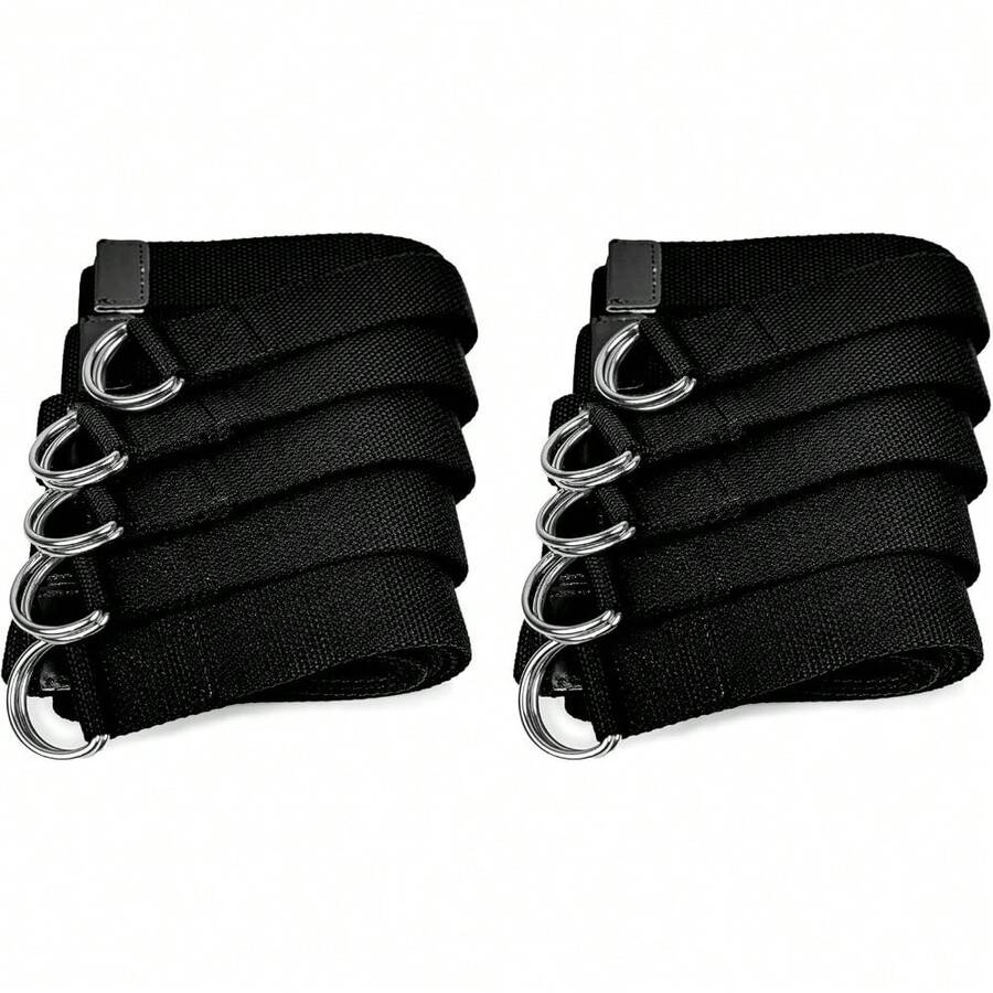 10-Pack Yoga Strap, 8-Foot Yoga Straps With Anti-Slip D-Ring Buckle, Adjustable Leg Stretching Strap, Exercise Stretch Strap For Muscle And Hamstring Stretch - Black - View 1