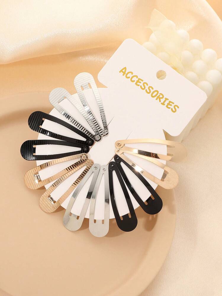 12 piezas de pinzas para flequillo sin daño, de unicolor con rayas verticales brillantes, estilo minimalista y versátil, sin costuras, adecuadas para salidas, uso diario en el campus, reuniones casuales, estilismo de fotos y accesorios de moda para niñas - Multicolor - Añade 5