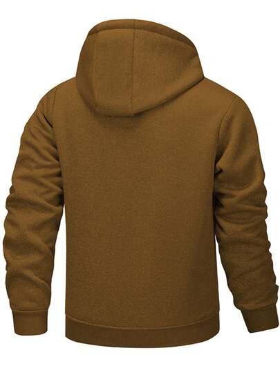 1 Adet Erkek Kapüşonlu Polar Sweatshirt, Kalın Sıcak Tutan Hırka Ceket, Spor Günlük Dış Giyim, Erkek Üst Giyim Noel Hediyesi