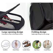 Portable Oxford Cloth Golf Shoe Carrier Bag, Lightweight Handbag Dustproof For Golf Football Tennis Shoes - Black - View 7